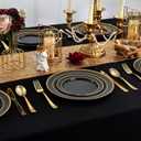 100Pcs Black Plastic Dessert Plates, Disposable Salad Plate with Gold Rim, Premium Hard Fancy Small Plates, Heavy Duty Plastic Cakes Plates for Party, Wedding and Birthday