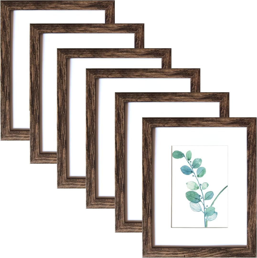 SESEAT 8x10 Picture Frames Rustic Brown Wall Mounting or Tabletop Display, 6PCS