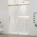 DELAVIN 56-60.in W x 75.in H Frameless Shower Door, Water Repellent Gold Shower Door with SGCC Certified Clear Tempered Glass, Easy Sliding Showe Door with Explosion-Proof Film, Stainless Steel