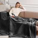 Electric Blanket Full Size Heated Blanket 72"x84" Soft Flannel Heating Blanket with 5 Heating Levels & 10 Hours Auto Off, Warm Gifts for Grandma & Grandpa & Seniors（Charcoal Grey）