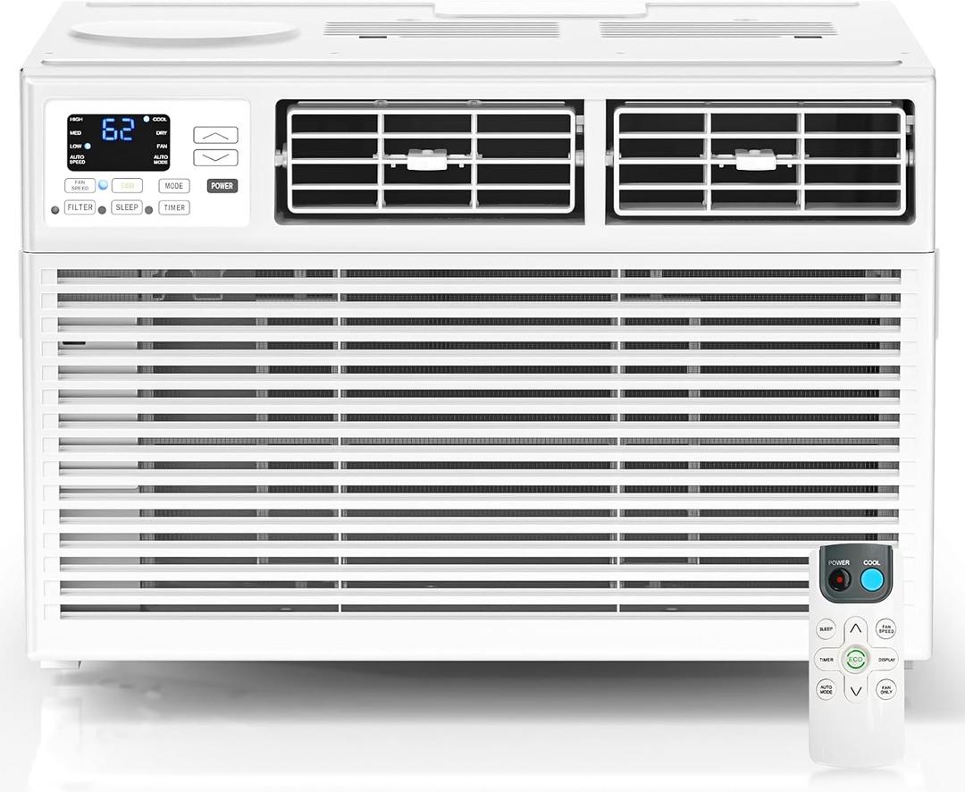 ZAFRO 8,000 BTU Window Air Conditioner Cools Up to 350 Sq.Ft.,Window AC Units with 7 Modes&4 Speeds,Quiet Operation,Energy Saving with Remote,Easy Installation for Bedroom,Small Rooms,White[2026New]