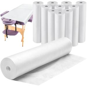Tudomro 10 Rolls Disposable Non Woven Bed Sheets Massage Table Paper Covers Non Woven Fabric Massage Sheets Waterproof Spa Breathable Bed Cover for Beauty Salon (White)