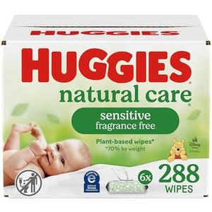 Huggies Natural Care Sensitive Baby Wipes, Unscented, Hypoallergenic, 5 Flip-Top Packs (240 Wipes Total)