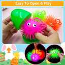 8 Pack Jumbo 4" Easter Eggs Filled with LED Puffer Balls, Light Up Squeeze Spiky Toys for Kids Stress Relief, Glow in The Dark for Easter Hunt Basket Stuffers Party Favors