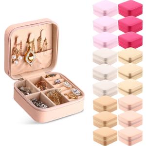Kigeli 18 Pcs Travel Jewelry Case Bulk Bridesmaid Gift Boxes Small Jewelry Box Mini Storage Organizer for Women Return Gift(Bright Color)