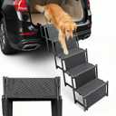 Dog Ramps for Car- Foldable Ramp for Dogs, A Portable Dog Stair Case Suitable for High Places Such As Cars, SUVS, Trucks. Lightweight, Non Slip, Can Support Up to 200 Lbs (5 Steps)