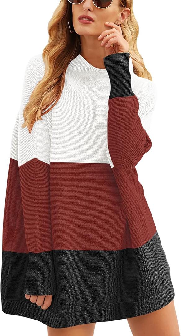 ANRABESS Women Oversized Casual Loose Turtleneck Long Sleeve Slouchy Baggy Knit Tunic Sweaters Pullover 2025 Fall Outfits (S)