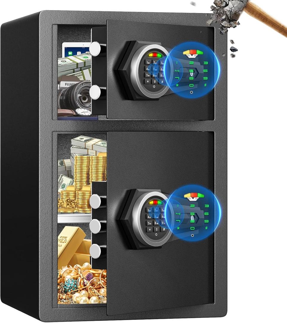 5.0 Cu Ft Fireproof Waterproof Safe Box, Anti-Theft Home Security Safe with Digital Keypad, Mute Function, LED Light & Dual AlarmLarge Lock Box for Home Office Cash Jewelry Documents
