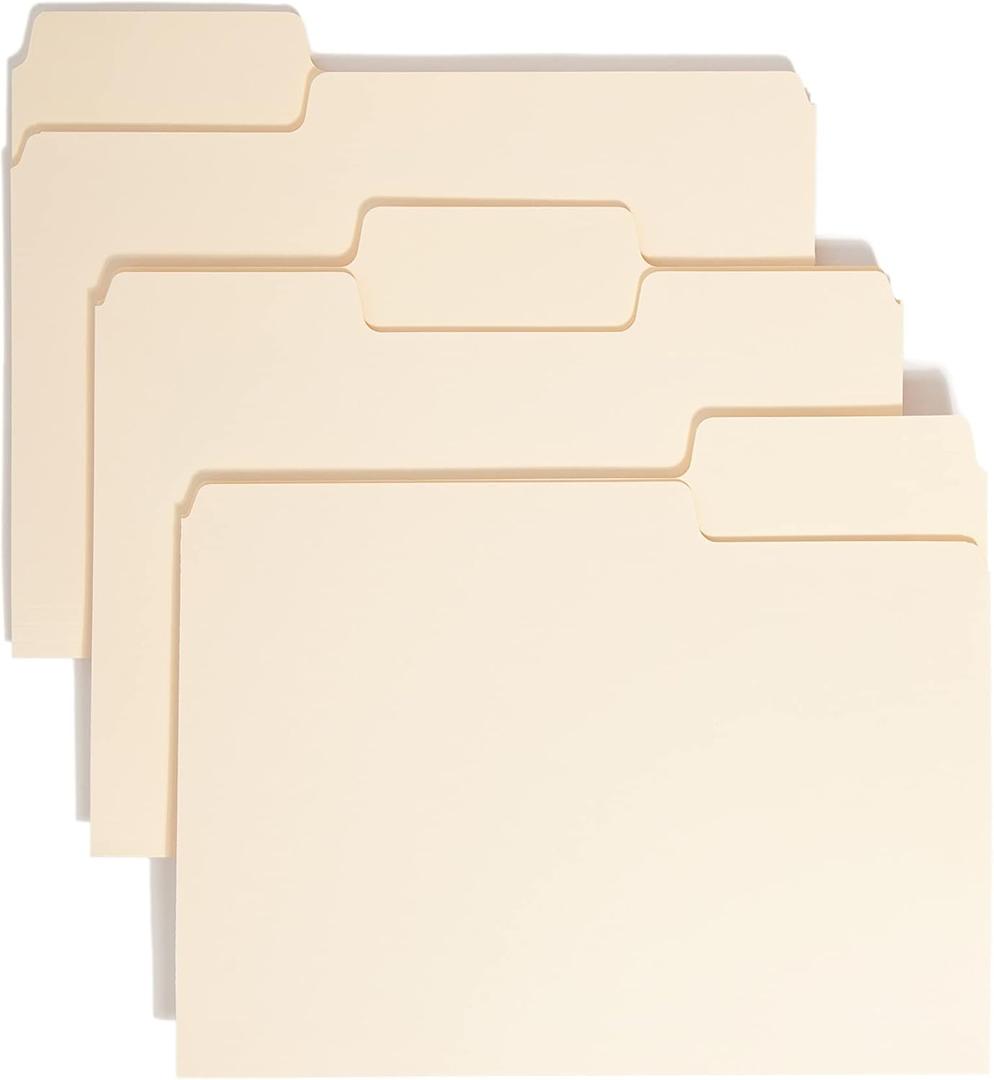 Smead SuperTab File Folder, Oversized 1/3-Cut Tab, Letter Size, Manila, 24 Per Pack (11920)