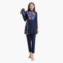 Muslim Swimsuits for Women Long Sleeve Built-in Bra Swimming Tops + Swimming Pants + Hijab Burkini Full Cover Swimwear
Size -L