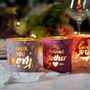 SHMILMH Gift for Mom from Son Daughter, Mothers Day Table Decoration 4 PCS, Glass Votive Candle Holder for Mother's Birthday Party Decor