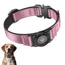 2026 Upgrade Airtag Dog Collar, Reflective Dog Collar with Airtag Holder, IP68 Waterproof| Metal Buckle| Ultra-Durable| Comfortable Padded, GPS Dog Collars for Medium Large Dogs (Pink,M)