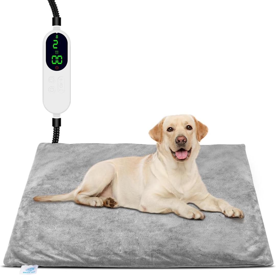 Pet Heating Pad for Cats Dogs, Electric Heated Dog Bed Indoor with Timer, 9 Level Temperature Heated Pet Bed with Chew Resistant Cord, Auto Power-Off Dog Cat Heating Pad (28.0"L x 16.0"W x 0.5"Th)