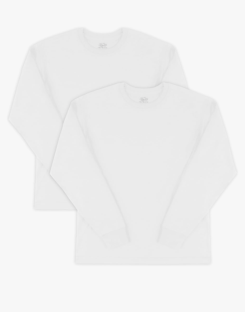 Fruit of the Loom Men's Eversoft Cotton Long Sleeve T Shirts, Breathable & Moisture Wicking with Odor Control Set Of 2, S