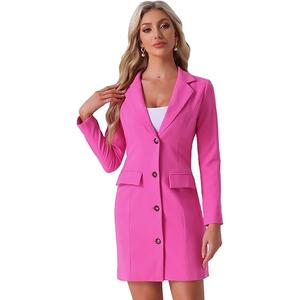 Allegra K Women's Blazer Dress Notched Lapel Collar Teacher Office Work Jackets Outfits, Size XL (Hot Pink)