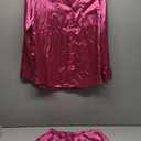 Ekouaer Womens 2 Piece Satin Pajama Set Long Sleeve PJs Sets Button Down Lounge Sets Soft Sleepwear Set (Small, Hot Pink)