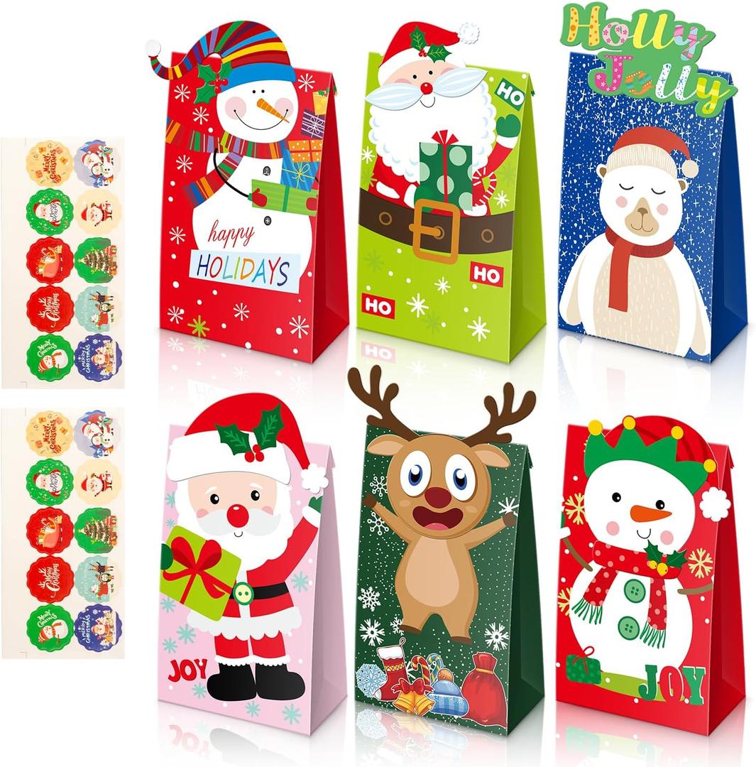 ysmile 24 ct Christmas Treat Bag, Small Xmas Gift Bag for Goodie Wrap, Christmas Party Favor 9"