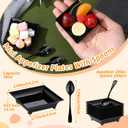 400 Pcs Mini Appetizer Plates with Spoons 2.44" x 2.44" Disposable Mini Dessert Plates Plastic Appetizer Bowls Tiny Serving Trays for Party Birthday, Wedding