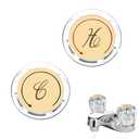 Foyods 2PCS Faucet Index Buttons - Universal Clear Hot/Cold Indicator Caps & Hot and Cold Shower Knobs with Crystal Look and Gold Ring Index Button