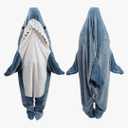 Shark Blanket Hoodie Onesie for Adult & Kid, Wearable Shark Sleeping Bag, Soft Cozy Onesie Costume Size S