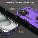 IKAZZ for iPhone 15 Plus Case 6.7 Inch with Screen Protector,Military Grade Shockproof Heavy Duty Protective Phone Cover Pass 16ft Drop Test with Magnetic Kickstand Car Holder,Purple