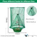 4 Pack Ranch Fly Traps Outdoor Hanging, Reusable Stable Fly Hunter Catcher Cage with Food Bait Tray, Flies Control Killer Repellent for Barn, Orchard, Farm, Horse, Patio