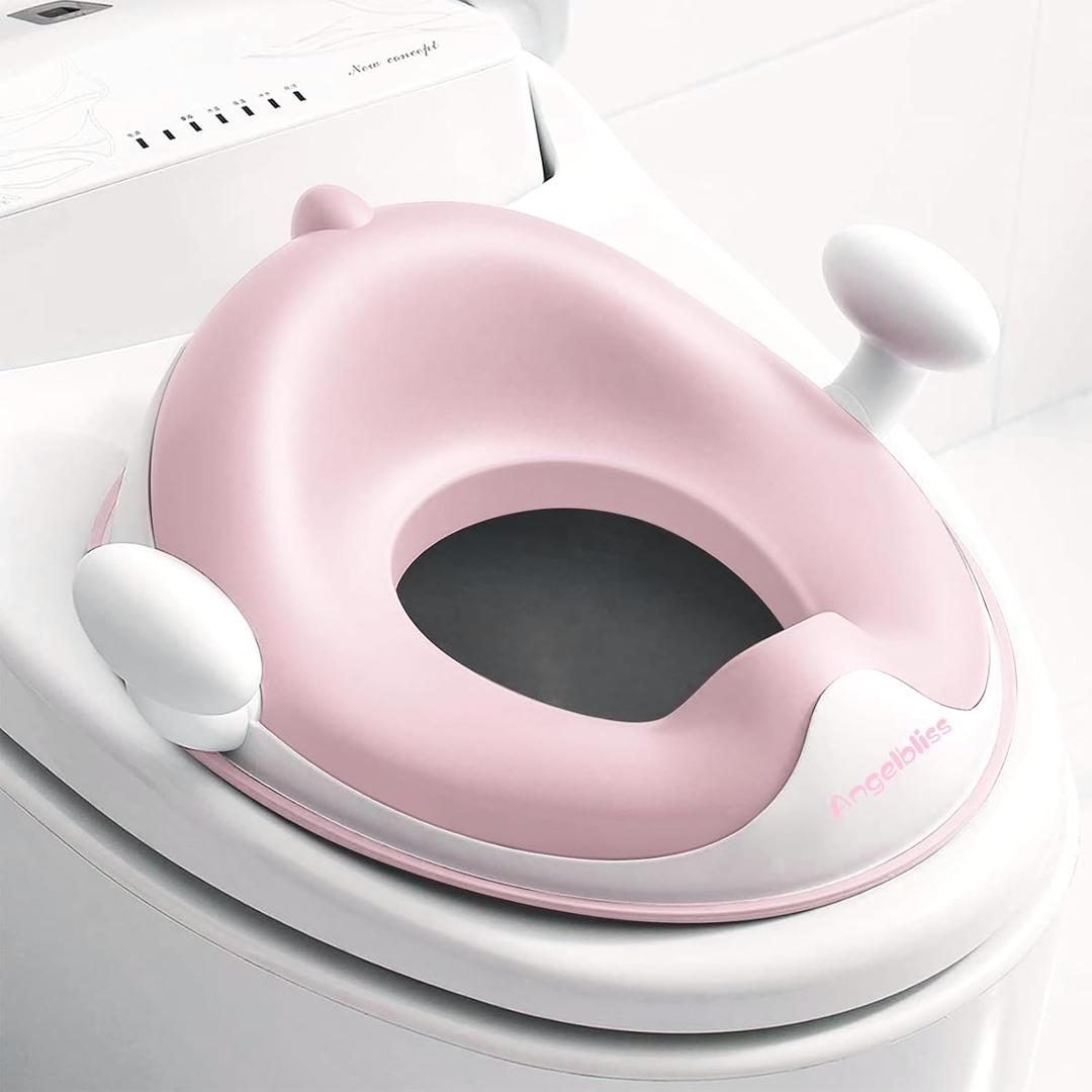 ANGELBLISS Baby Potty Training Toilet Seat with Soft Cushion Handles, Haute Collection, Double Anti-Slip Design and Splash Guard for Boys and Girls (Pink) ANGELBLISS Baby Potty Training Toilet Seat with Soft Cushion Handles, Haute Collection, Double Anti-Slip Design and Splash Guard for Boys and Girls (Pink)