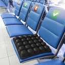 Inflatable Travel Seat Cushion for Airplane - Portable Air Pad with Built-in Pump for Long Haul Flight Essentials - Ergonomic Tailbone & Sciatica Pain Relief, Non-Slip, 15.7x15.7, Black