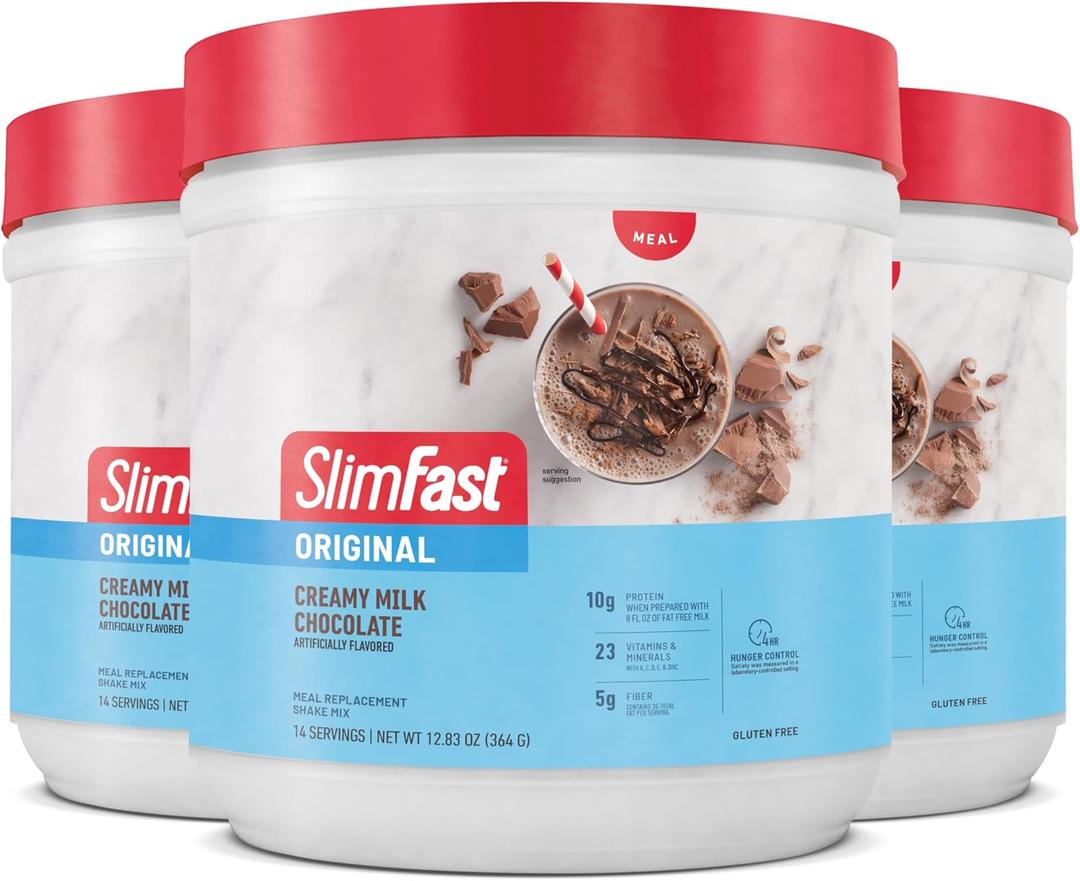 SlimFast Original Meal Replacement Powder, Creamy Milk Chocolate, Weight Loss Shake Mix, 10g of Protein, 14 Servings (Pack of 3) (Packaging May Vary) (EXP 01/01/28)
