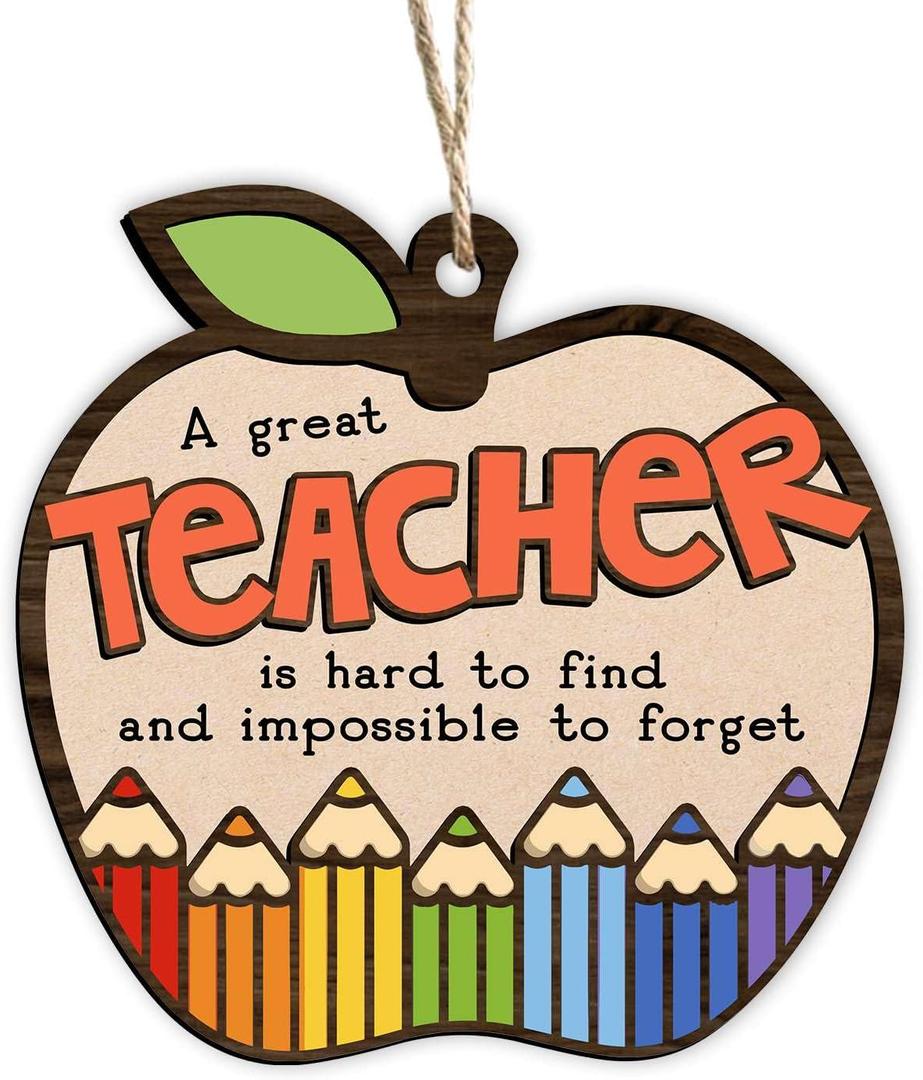 2026 Teacher Appreciation Gifts - Goodbye Teacher Thank You Gift, Wooden Teachers Ornament for Christmas Tree Decorations, for Teachers Daycare Kindergarten Preschool Special Education