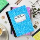 Rosmonde 12 Pack Bulk Composition Notebook Wide Ruled, 200 Pages (100 Sheets), 9-3/4 x 7-1/2", Hard Cover Wide Ruled Notebook Bulk, Assorted Colors Composition Notebook For School, Colors May Repeat