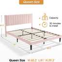 Queen Size Platform Bed Frame with Velvet Upholstered Headboard