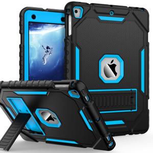 9.7" Case for iPad 6th/5th Generation 2018/2017, Air 2/Air 1st/Pro 9.7, Heavy Duty Shockproof Protective Cover with Built-in Stand for iPad 6/5 Gen (Black+Blue)