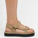 Coutgo Womens Platform Sandals Comfortable Open Toe Adjustable Strap Summer Vacation Shoes (White)