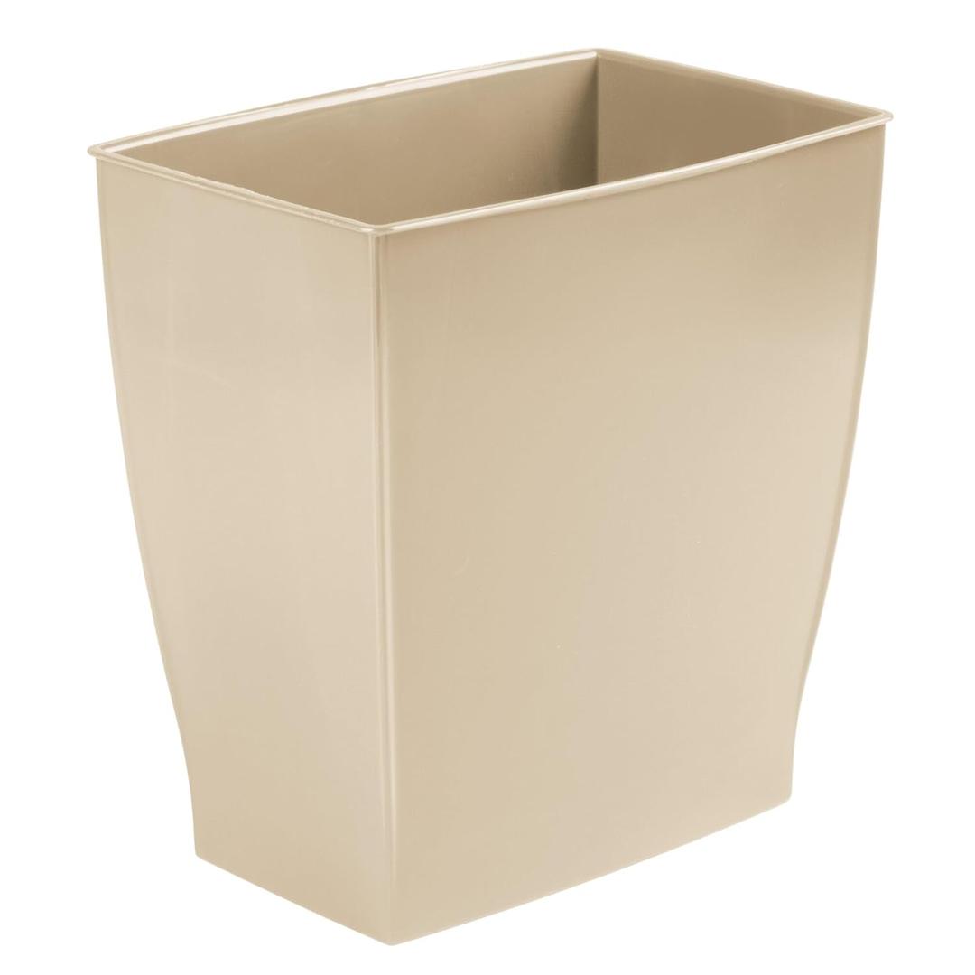 iDesign Small Plastic Bathroom Trash Can, Slim Rectangle Garbage Bin for Bedroom, Office, Dorm, Brown (Taupe)