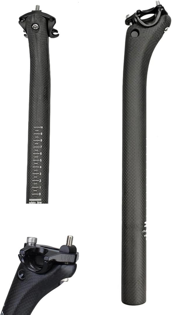 Bike Carbon SeatPost 27.2/31.6-400/350mm,Ultralight Carbon Fiber MTB Bicycle Seat Post,Adjustable Offset Cycling Seat Tube for Road Mountain Bike,Fixed Gear,BMX,3K Matte Black