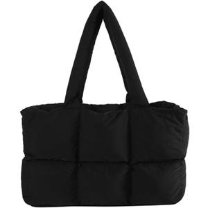 Quilted Tote Bags for Women Lightweight Padding Down Cotton Shoulder Bag Large Handbag Top Handle Purse Lattice