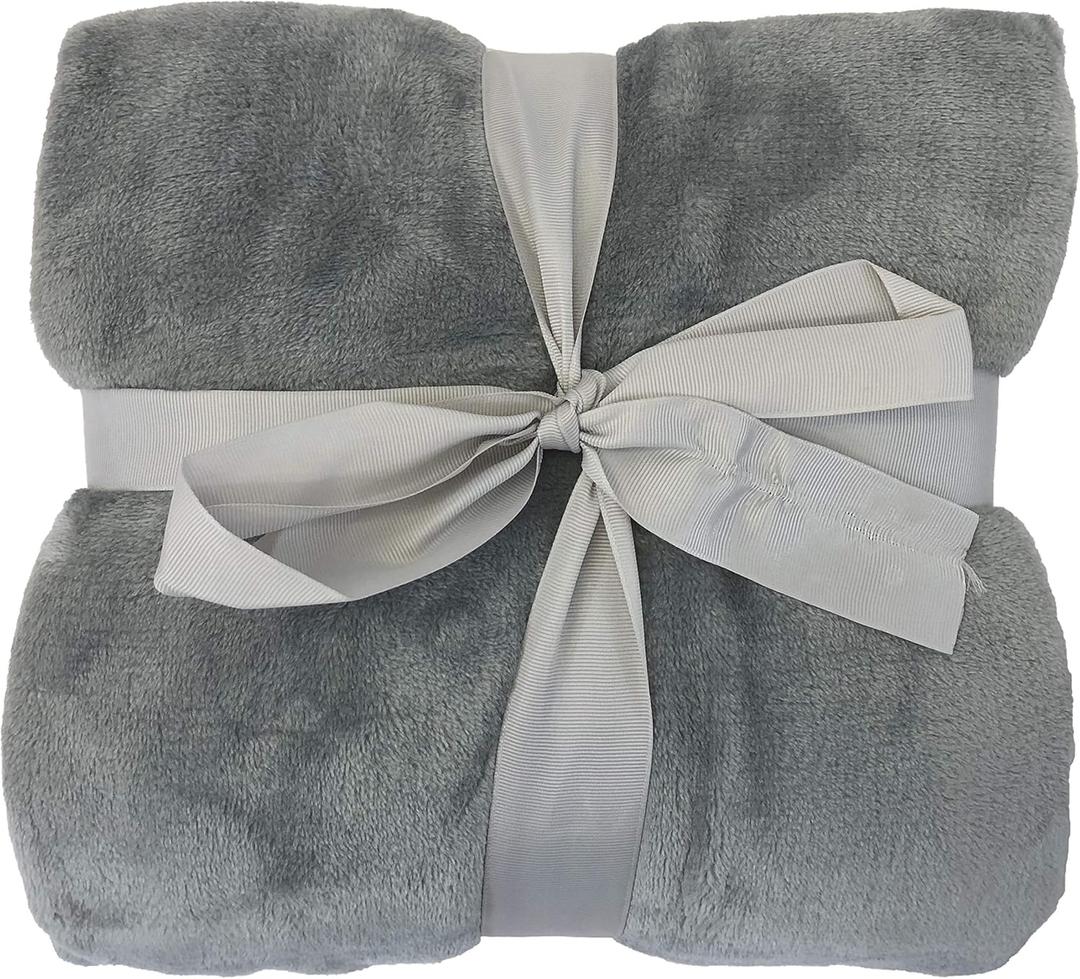 allgala 60x45 Super Soft Flannel Plush Light Weight Throw Blanket-Grey-BLK82307 (45x60)
