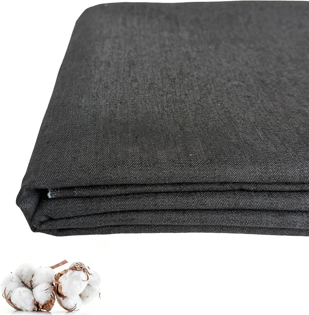 100% Cotton Denim Fabric by The Yard, 6.5oz & 10 oz Comfort Stretch Denim for Apparel, Jeans, Jackets, DIY Sewing (6.5oz-Black, 3 Yard)