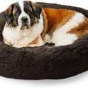 Best Friends by Sheri The Original Calming Donut Dog Bed for Extra-Large Dogs up to 150 lbs, Shag Faux Fur, Dark Brown, 45" x 45"