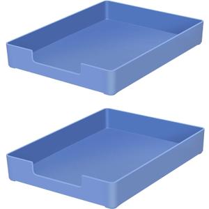 RHONZHAO Letter-Size Tray, 2 PCS A4 Plastic Stackable Paper Tray, Desk Drawer Organizer for Office, School, Home Storage (2X Blue)