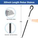 4 Pack Rebar Stakes - 5/8 Diameter Heavy Duty Metal Stakes with Chisel Point Ends, Ground Stakes for Yard and Camping, Tree Stakes Supports
