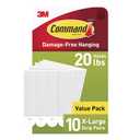 Command 20 lb XL 10 Pairs Heavyweight Picture Hanging Strips (20 Strips), Damage-Free Hangers for Picture Frames, No Tools Required, Ideal for Home Room Wall Decor, White Adhesive