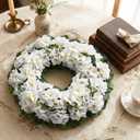 Artificial Geraniums Spring Wreaths for Front Door 17.7 Inch Spring Wreaths Door Wreaths for Outside Outdoor UV Resistant Wreaths Front Door Porch Garden Window Wall Decor Summer Fall All Season
