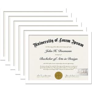 Fxojyvo White 8.5 x 11 Frame Display 8.5 by 11 Document Certificate Diploma Wall and Tabletop - 6 Packs