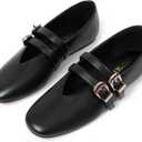 Mary Jane Shoes for Women Mesh Ballet Flats with Adjustable Double Buckle Strap Comfortable Slip On Dress Shoes for Daily, 38.5