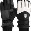 DOFOWORK Ski Gloves - Winter Gloves Waterproof Breathable Snowboard Gloves for Cold Weather, Snow Gloves for Men/Women (Black & White,Snowy)