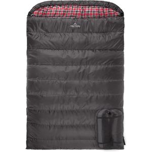 Teton Mammoth Queen Size Double Sleeping Bag- A Warm Bag The Whole Family can Enjoy  Great for Camping, Hunting and Base Camp. Compression Sack Included (Gris)