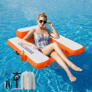 CALOBANA Inflatable Floating Chair, Heavy Duty Pool Floats Adult Lounger with Cup Holder, Large Water Floaties for Lake, Ocean, River, Swimming Pool, Party