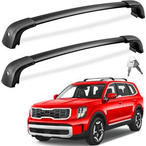 Roof Rack Cross Bars 220lb Compatible with KIA Telluride EX/S/SX/SX-Prestige 2019-2025 with Flush Rails,Heavy Duty Lockable Aluminum Roof Rails Crossbars Cargo Bars (Not for LX, X-Line or X-Pro) (Compatible with Telluride 19-25 with flush rails)